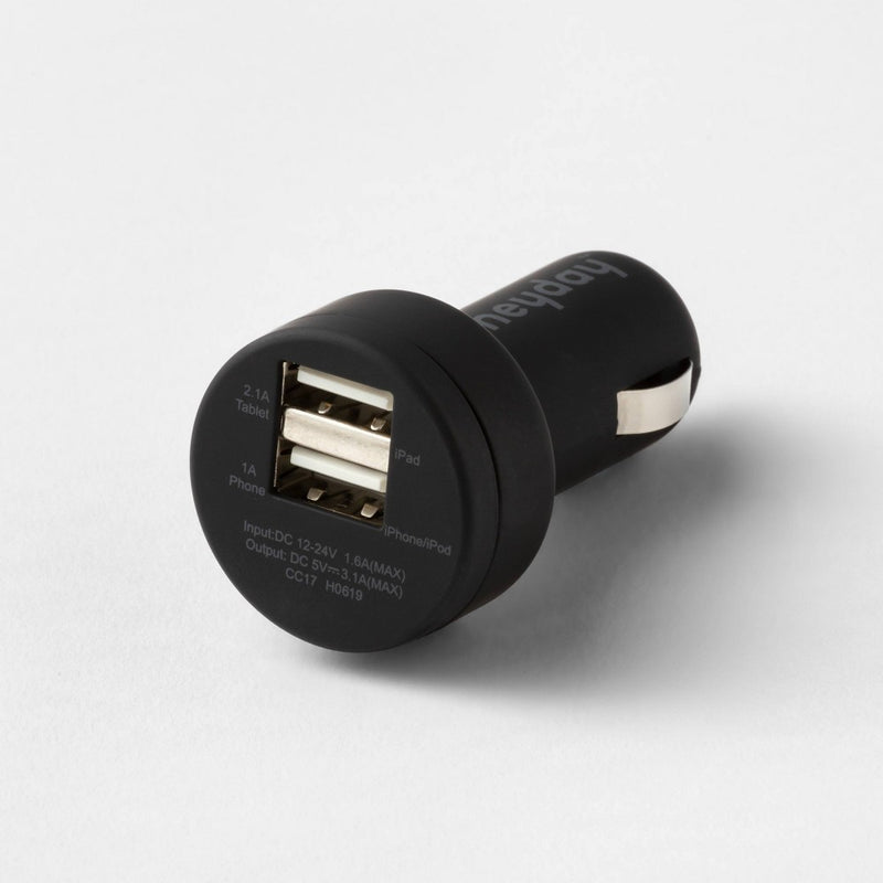 6' Lightning to USB-A Cable 2-Port 3.1A Car Charger - heyday™ Black/Gold