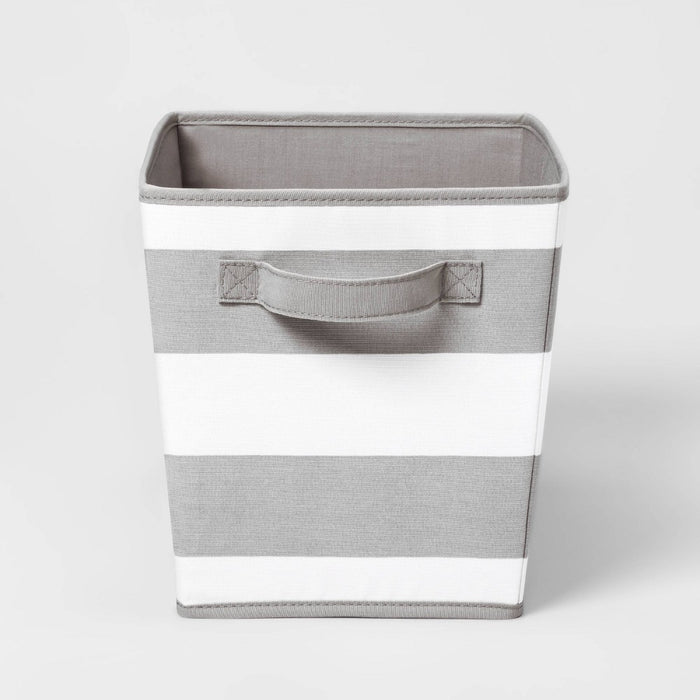 Large Canvas Stripe Bin Gray - Pillowfort™