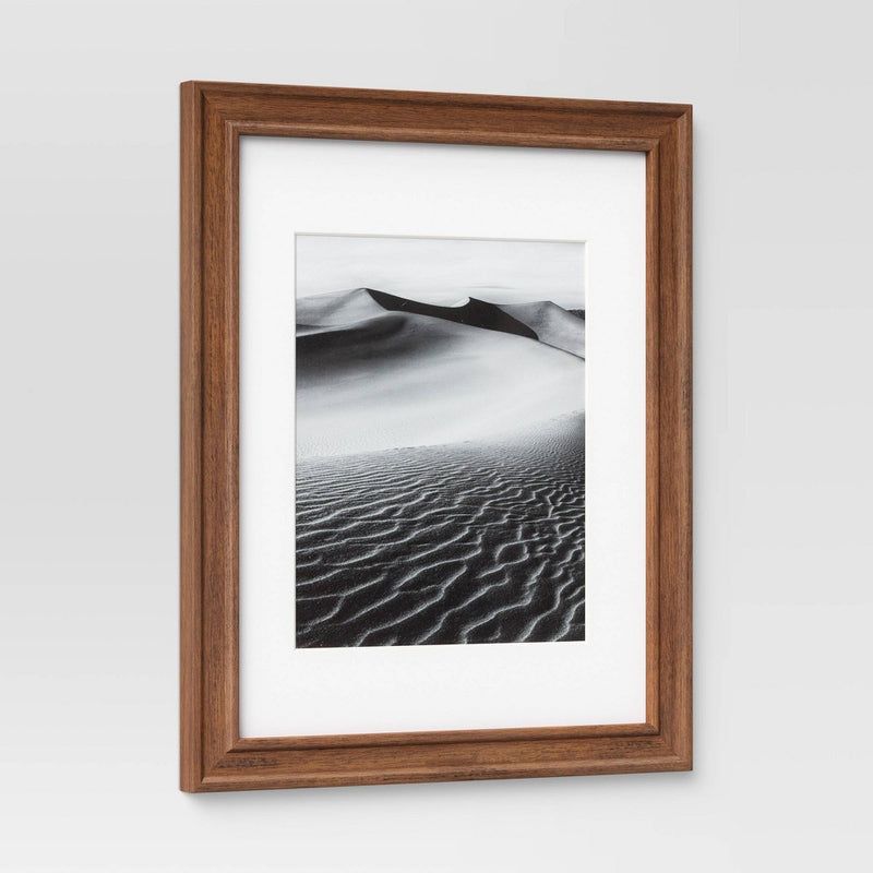 16" x 13" Matted to 8" x 10" Wood Wall Frame Midtone Woodgrain - Threshold™