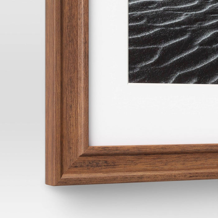 16" x 13" Matted to 8" x 10" Wood Wall Frame Midtone Woodgrain - Threshold™