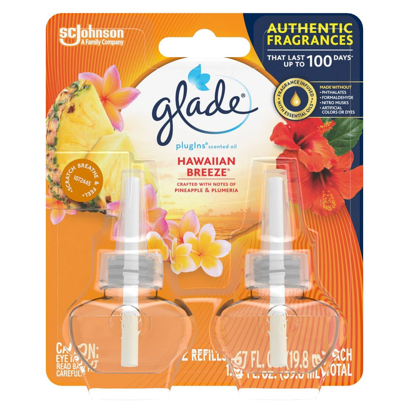 Glade PlugIns Scented Oil Air Freshener Hawaiian Breeze Refill - 1.34oz/2ct