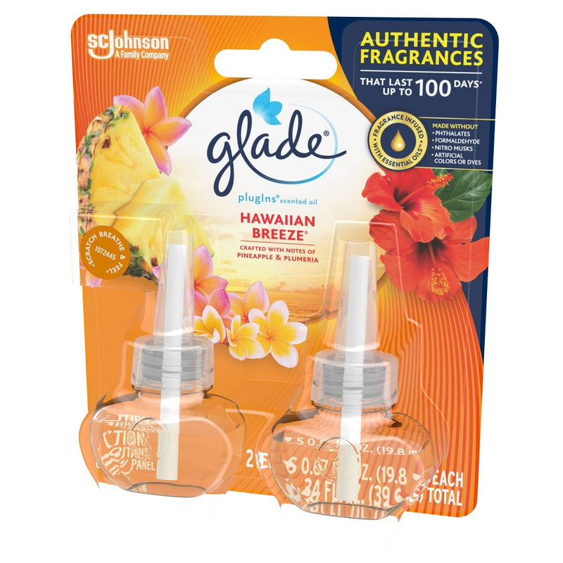 Glade PlugIns Scented Oil Air Freshener Hawaiian Breeze Refill - 1.34oz/2ct