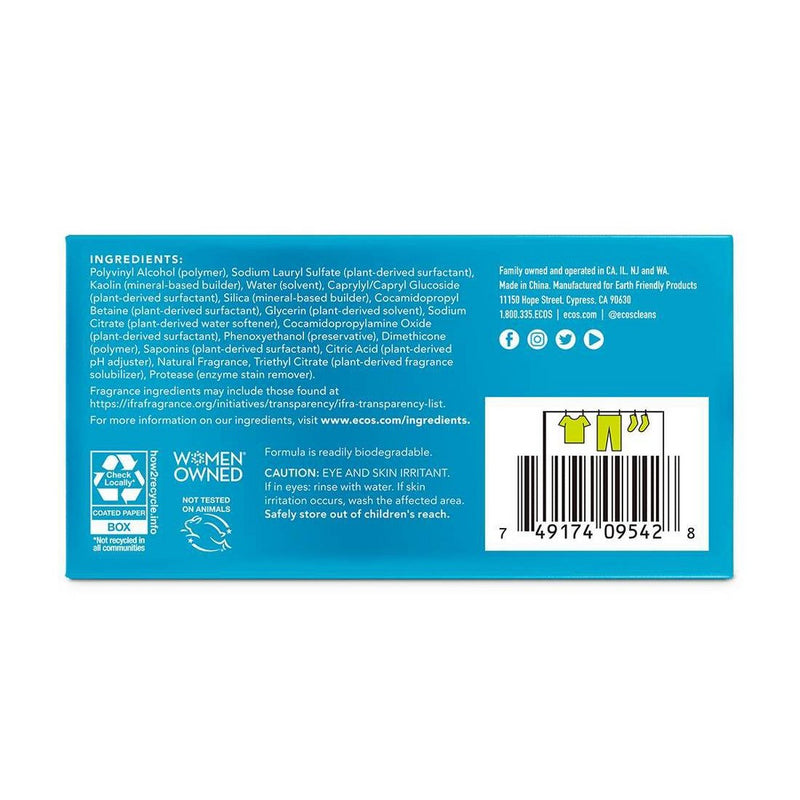 ECOS Plastic-Free Laundry Detergent Sheets - Magnolia & Lily - 7.9oz/64 Loads