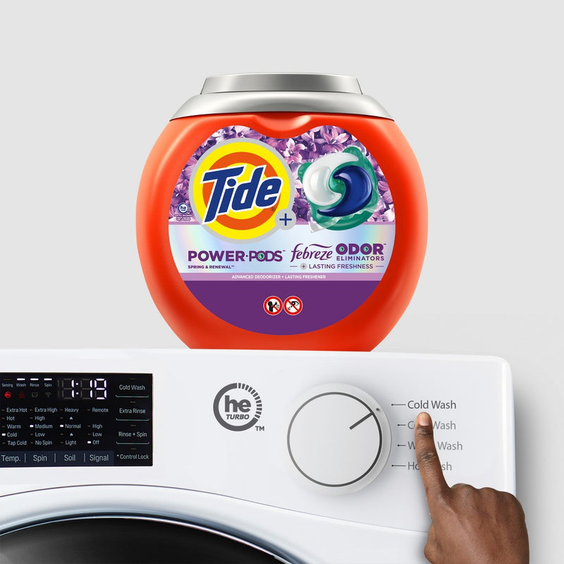 Tide Power Pods Febreze Odor Eliminator Laundry Detergent - Spring and Renewal - 63ct