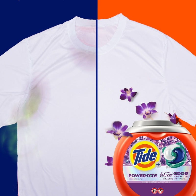 Tide Power Pods Febreze Odor Eliminator Laundry Detergent - Spring and Renewal - 63ct