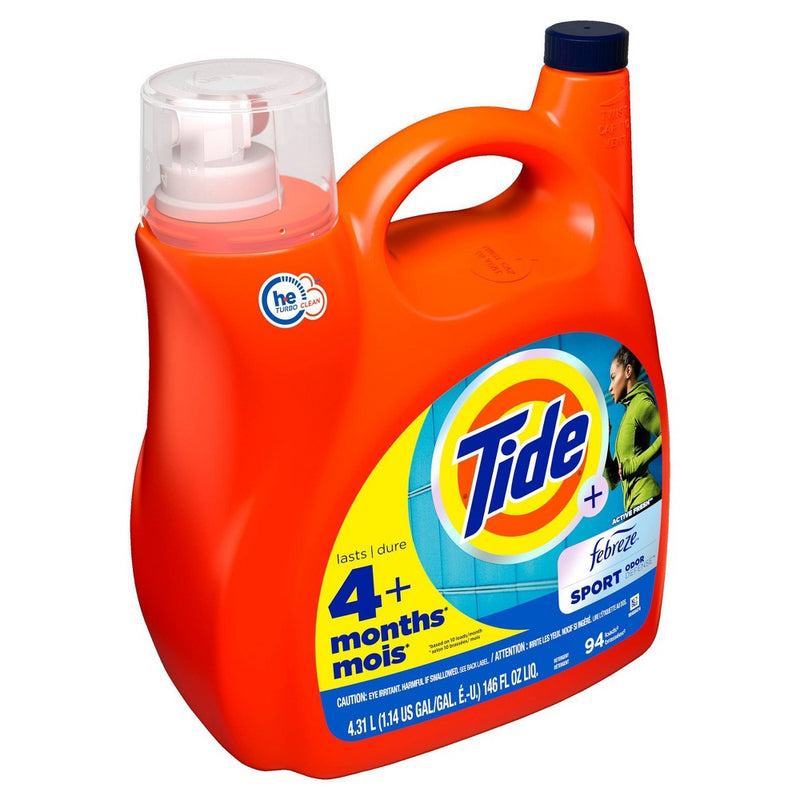 Tide Plus Febreze High Efficiency Liquid Laundry Detergent - Sport Active Fresh - 146 fl oz