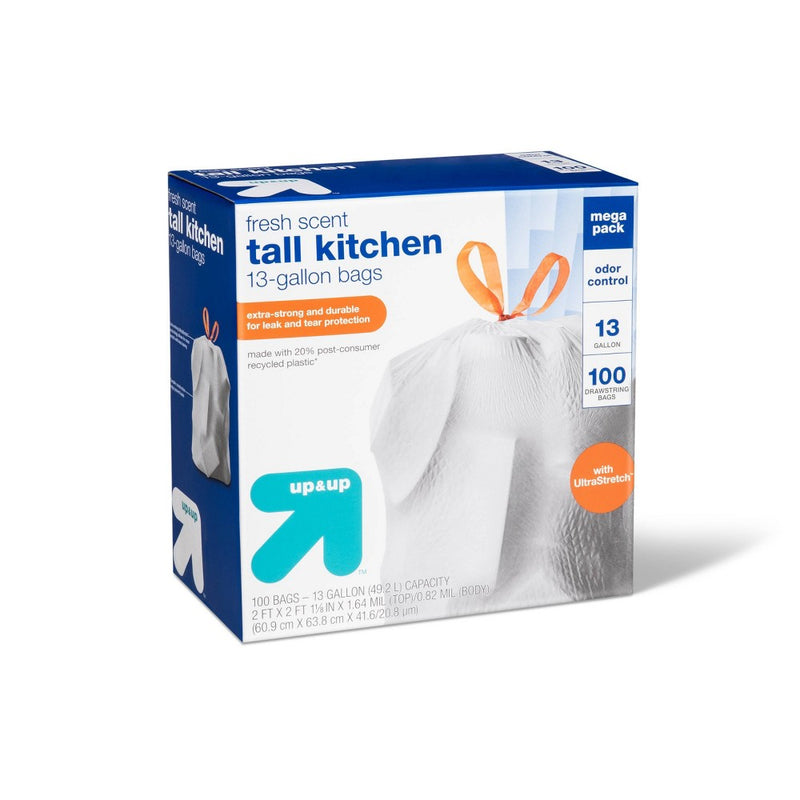 UltraStretch Tall Kitchen Drawstring Trash Bags - Fresh Scent - 13 Gallon/100ct - up & up™
