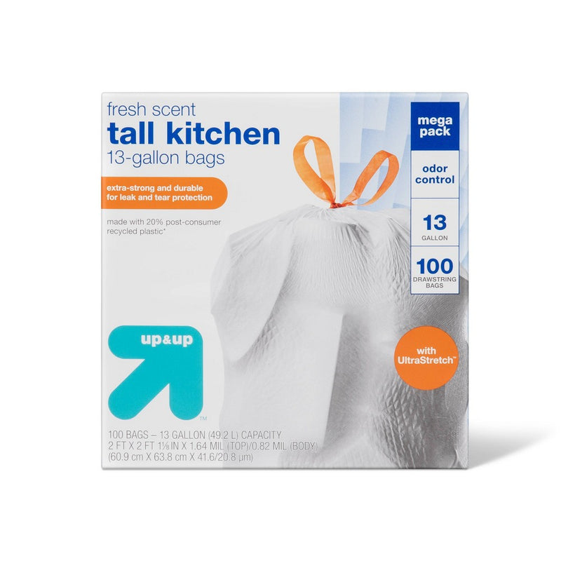 UltraStretch Tall Kitchen Drawstring Trash Bags - Fresh Scent - 13 Gallon/100ct - up & up™