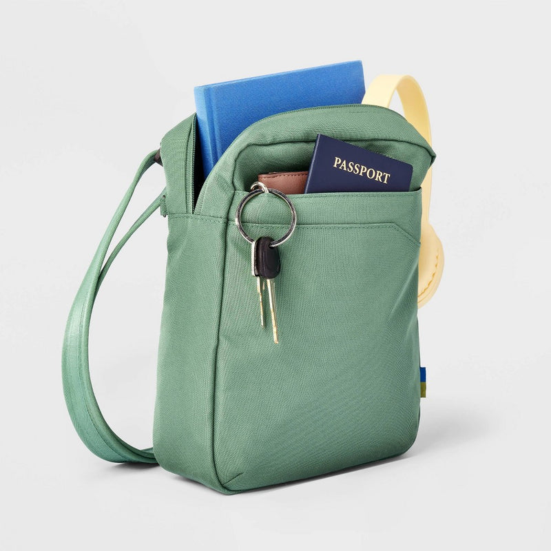 Anti-Theft Vertical Crossbody Bag Dark Ivy - Open Story™