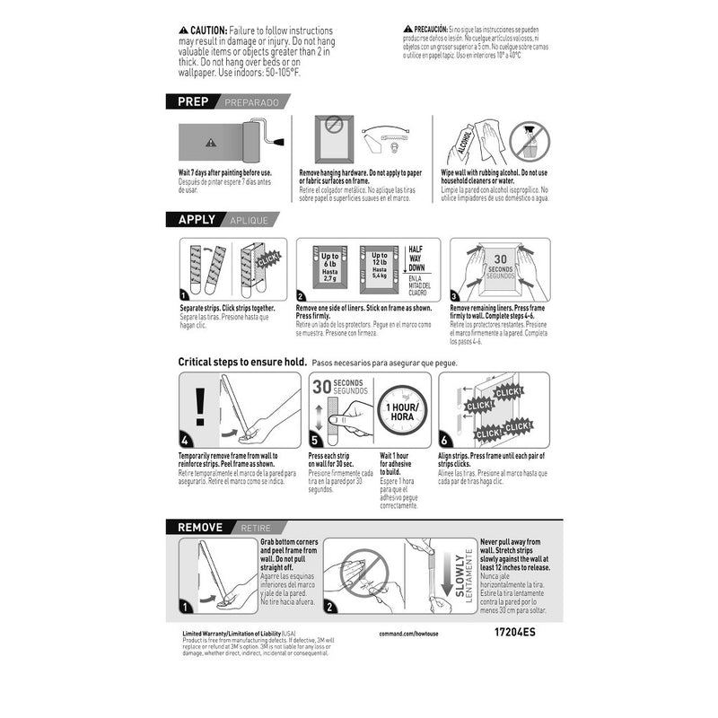 Command 12 Sets of Strips Picture Hanging Strips Value White