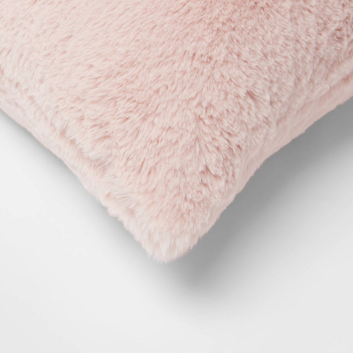 Faux Rabbit Fur Lumbar Throw Pillow Blush - Threshold™