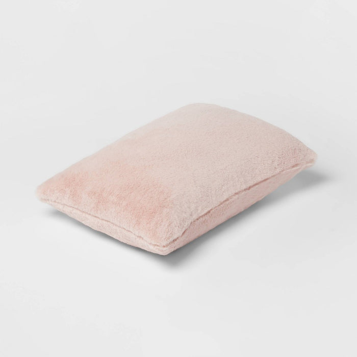 Faux Rabbit Fur Lumbar Throw Pillow Blush - Threshold™