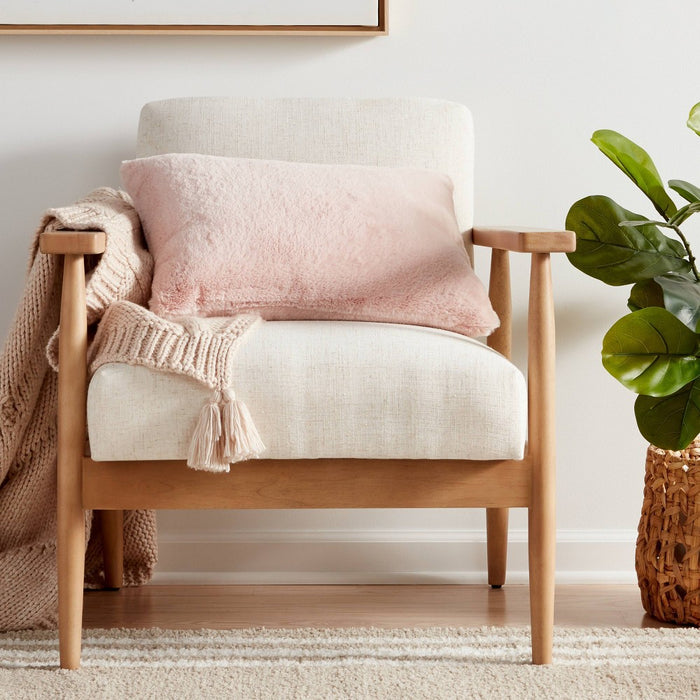 Faux Rabbit Fur Lumbar Throw Pillow Blush - Threshold™