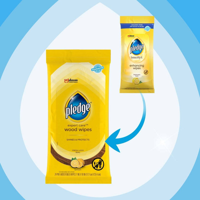 Pledge Enhancing Wipes Lemon - 24ct