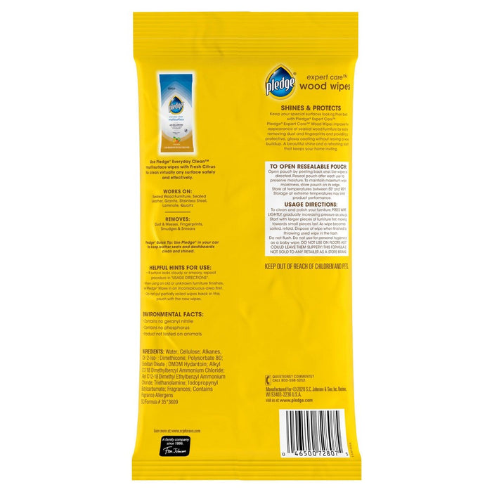 Pledge Enhancing Wipes Lemon - 24ct