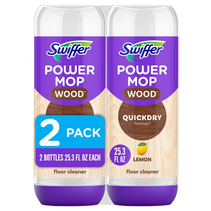 Swiffer Power Mop Wood Quick Dry Wood Floor Cleaning Solution - Lemon - 25.3 fl oz/2ct