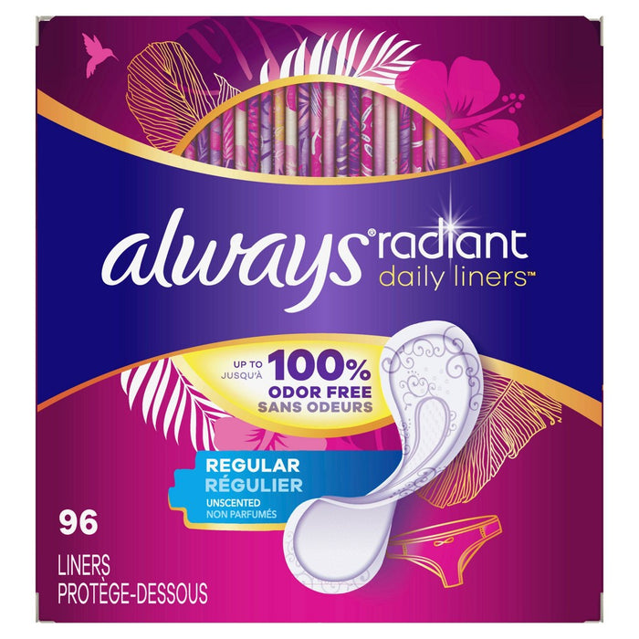 Always Radiant Regular Wrapped Panty Liners - Unscented - 96ct