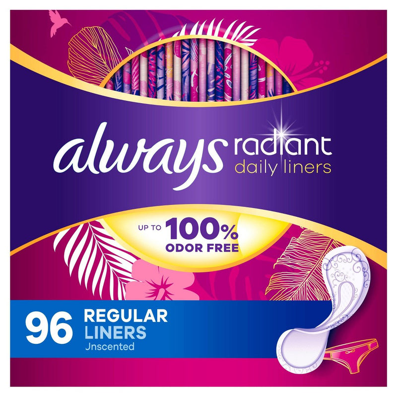 Always Radiant Regular Wrapped Panty Liners - Unscented - 96ct