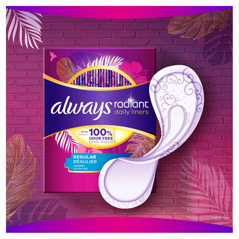 Always Radiant Regular Wrapped Panty Liners - Unscented - 96ct