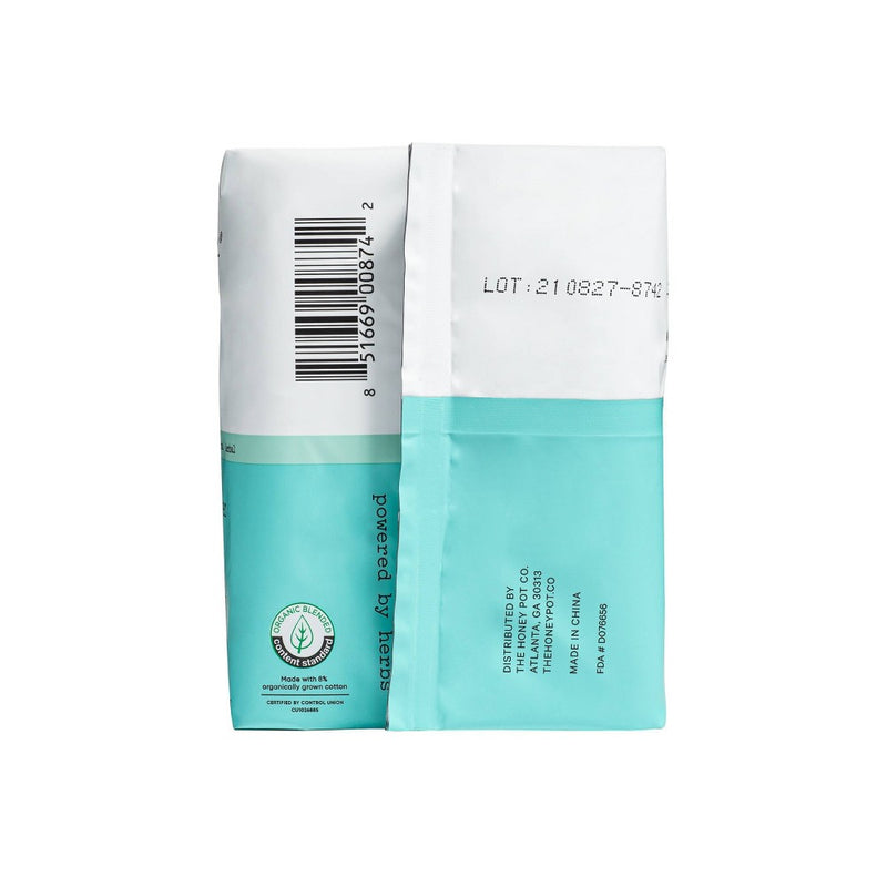 The Honey Pot Company Herbal Super Pads with Wings, Organic Cotton Cover - 16ct