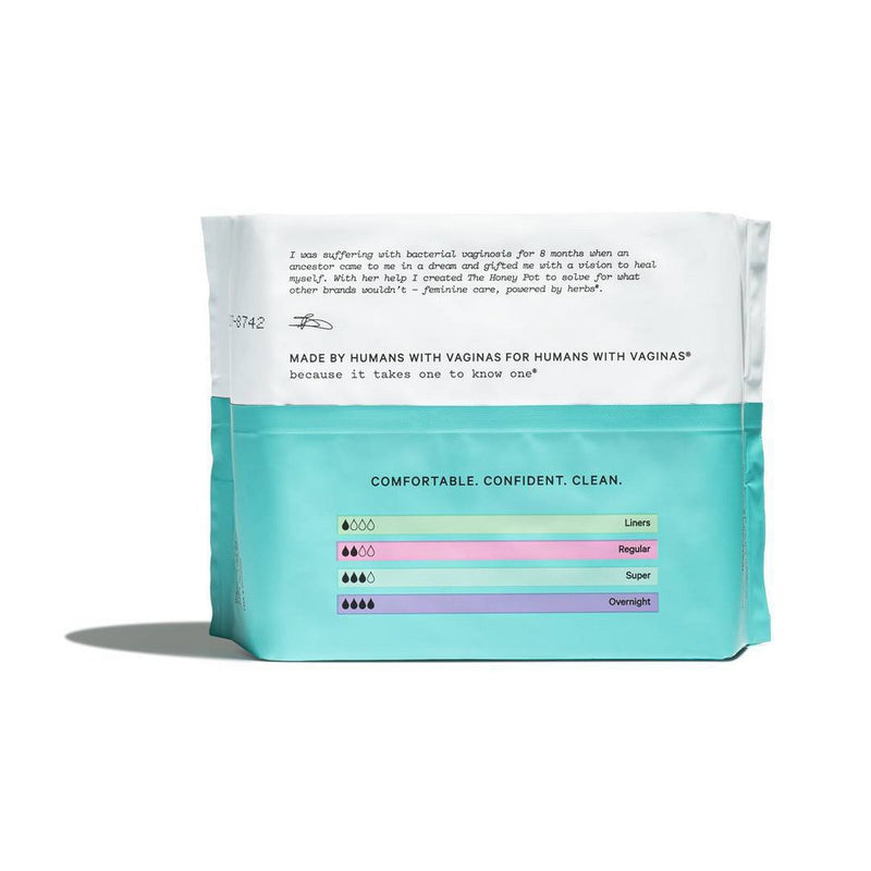 The Honey Pot Company Herbal Super Pads with Wings, Organic Cotton Cover - 16ct