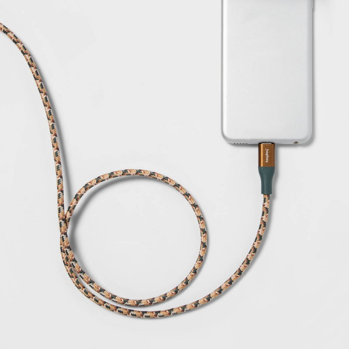 6' Lightning to USB-C Braided Cable - heyday™ Rain Teal/Gold