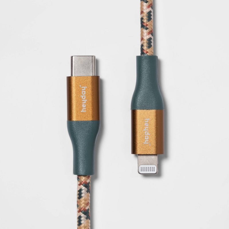 6' Lightning to USB-C Braided Cable - heyday™ Rain Teal/Gold