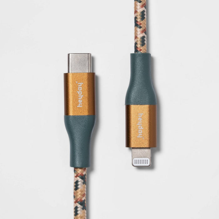 6' Lightning to USB-C Braided Cable - heyday™ Rain Teal/Gold