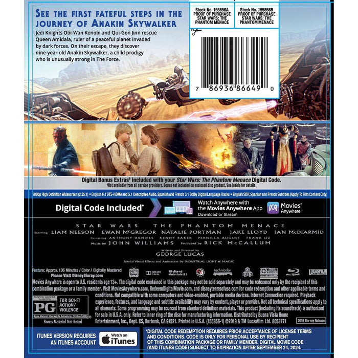 Star Wars: The Phantom Menace (Blu-ray + Digital) *ADD 3 TO YOUR CART & 1 IS FREE!*