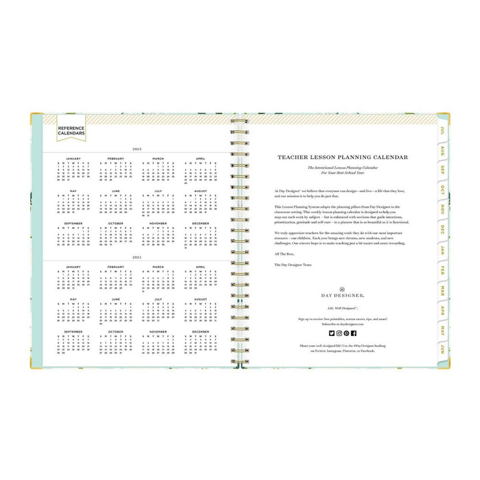 Day Designer 2023-24 Academic Teacher Lesson Planner Clipboard 8.5"x11" Weekly/Monthly Coming Up Roses Mint