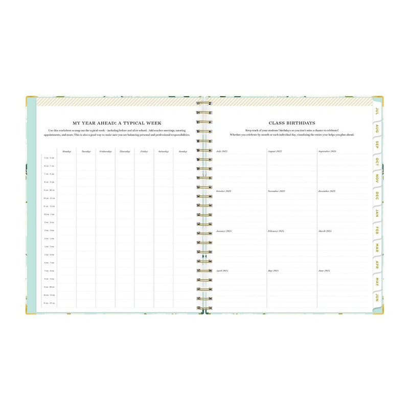 Day Designer 2023-24 Academic Teacher Lesson Planner Clipboard 8.5"x11" Weekly/Monthly Coming Up Roses Mint