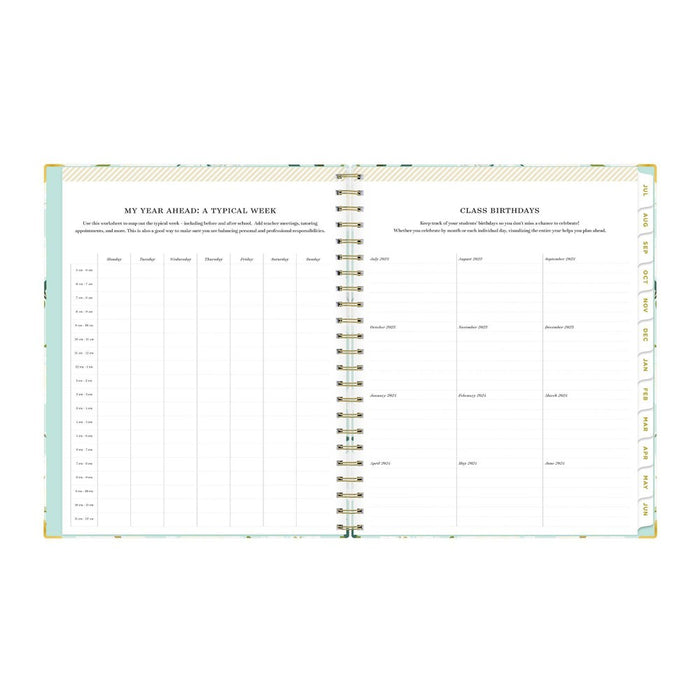 Day Designer 2023-24 Academic Teacher Lesson Planner Clipboard 8.5"x11" Weekly/Monthly Coming Up Roses Mint