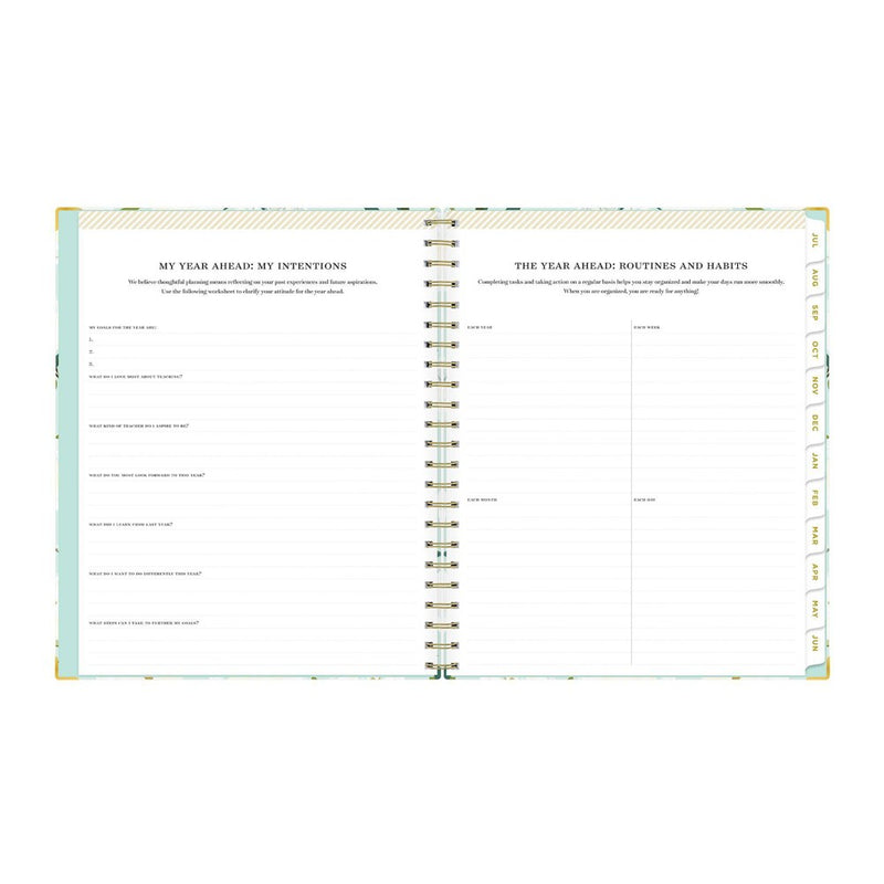 Day Designer 2023-24 Academic Teacher Lesson Planner Clipboard 8.5"x11" Weekly/Monthly Coming Up Roses Mint