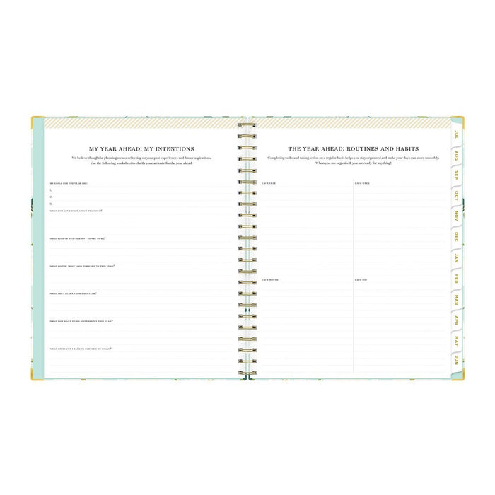 Day Designer 2023-24 Academic Teacher Lesson Planner Clipboard 8.5"x11" Weekly/Monthly Coming Up Roses Mint
