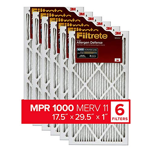 Filtrete 17.5x29.5x1 Air Filter MPR 1000 MERV 11, Allergen Defense, 6-Pack (exact dimensions 17.19x29.19x0.81) (LOCAL PICKUP ONLY)