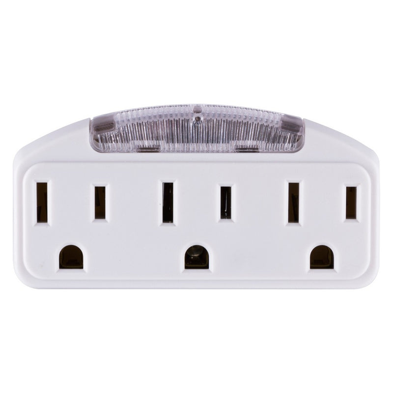 GE 3 - Outlet Grounded Tap with Guide Light, 14494