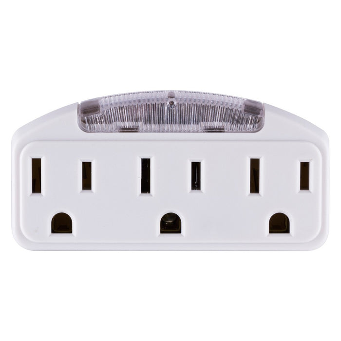 GE 3 - Outlet Grounded Tap with Guide Light, 14494
