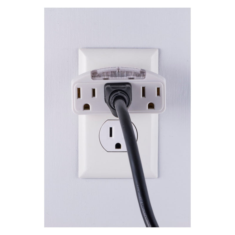 GE 3 - Outlet Grounded Tap with Guide Light, 14494