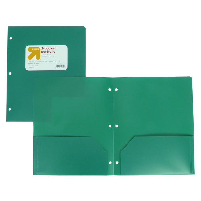 2 Pocket Plastic Folder Green - up & up™