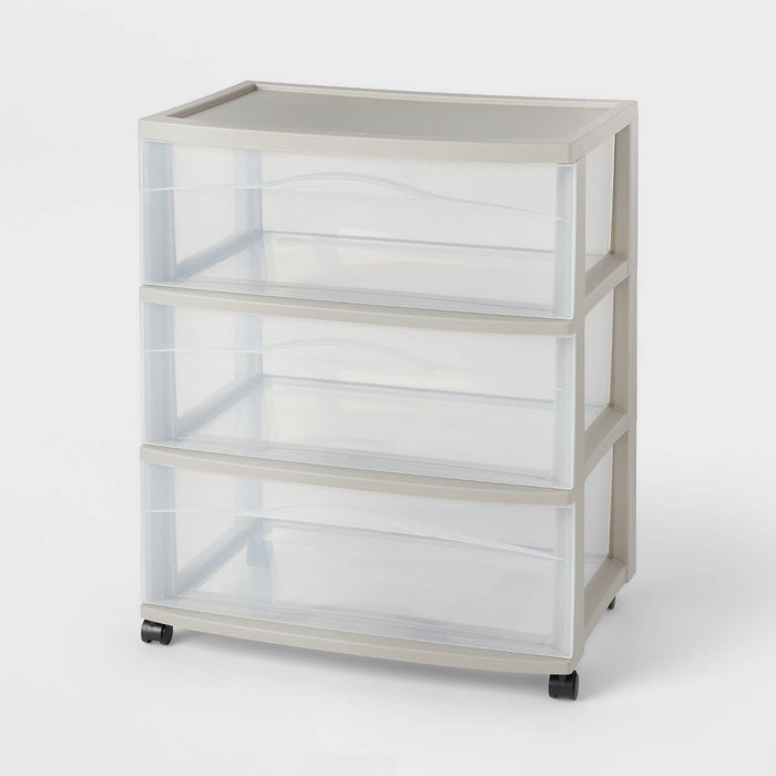 3 Drawer Wide Cart Gray - Brightroom™1