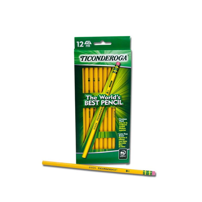 Ticonderoga 12pk #2 Wooden Pencils - Yellow - Single pack