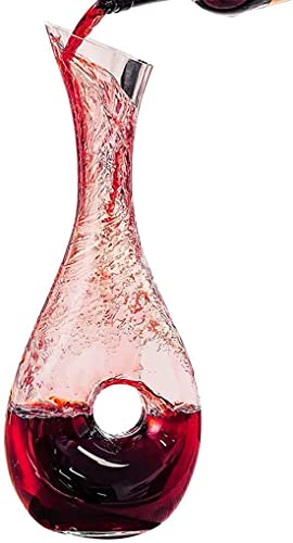 USBOQO Wine Decanter, 100% Lead-Free Hand Blown Crystal Glass, Red Wine Carafe, Wine Aerator with Wide Base,Wine Accessories,Wine Gift(60ounce 1.8liter)