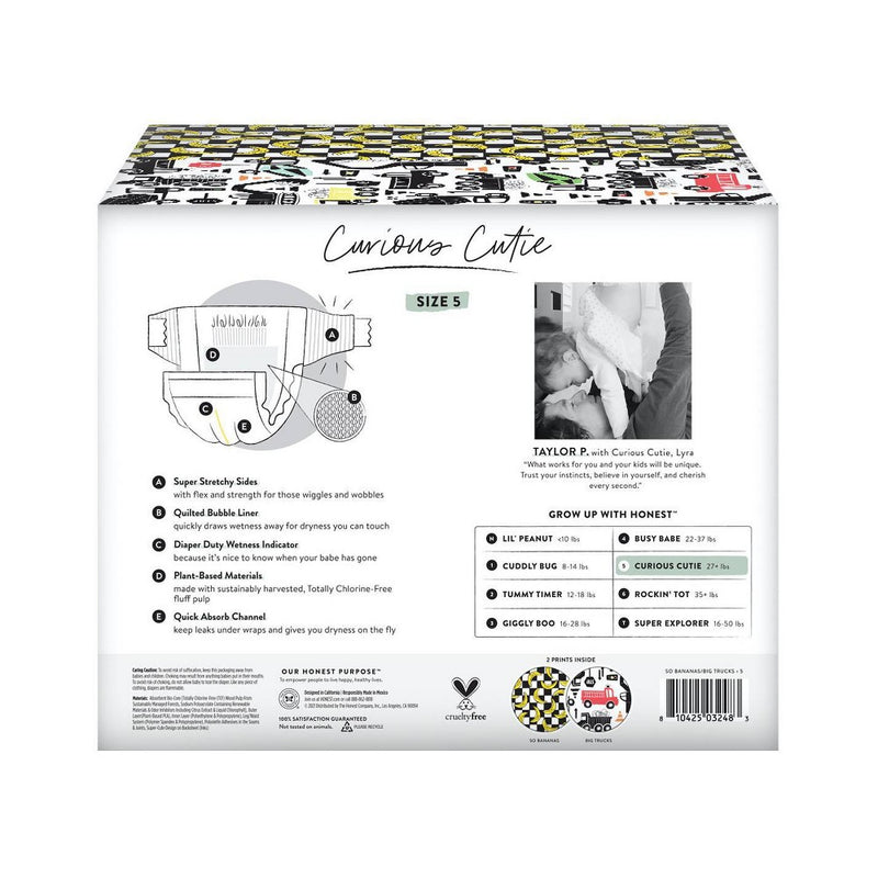 The Honest Company Clean Conscious Disposable Diapers So Bananas & Big Trucks - Size 5 - 50ct