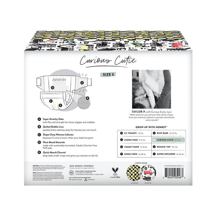 The Honest Company Clean Conscious Disposable Diapers So Bananas & Big Trucks - Size 5 - 50ct