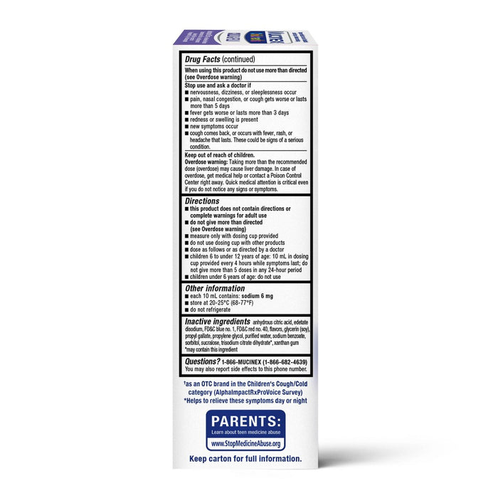 Mucinex Children's Multi-Symptom Cold and Sore Throat Relief Liquid - Very Berry - 4 fl oz