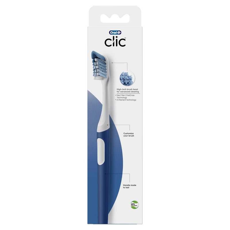 Oral-B Clic Toothbrush Handle with Replaceable Brush Head Navy - 1ct
