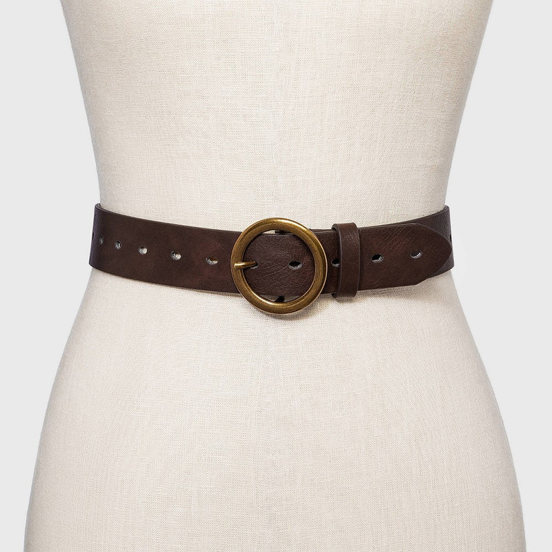 Women's Plus Size Center Bar Belt - Ava & Viv™ Brown 1X