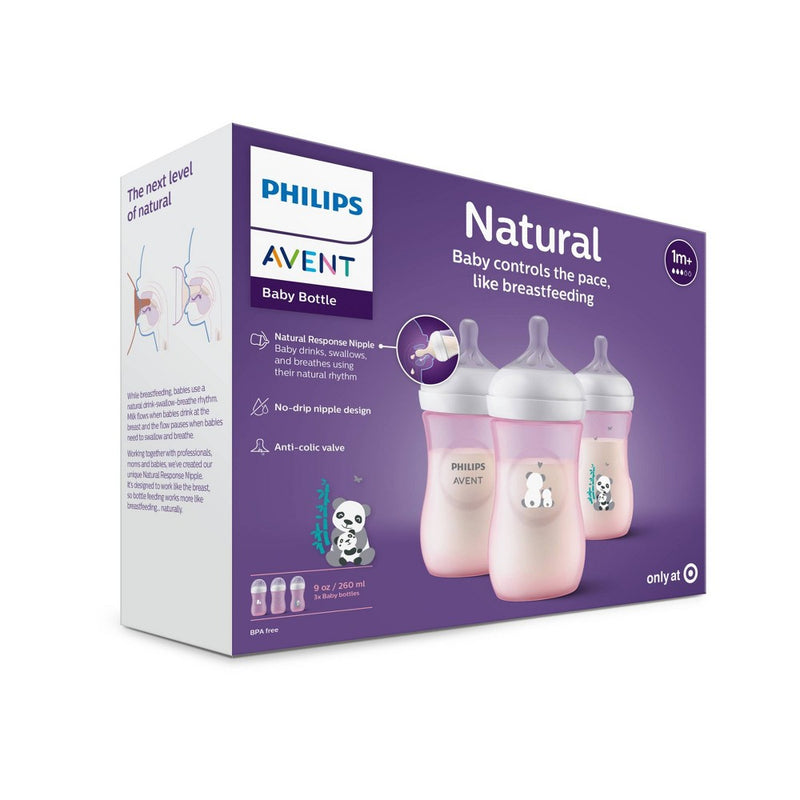 Philips Avent Natural Baby Bottle with Natural Response Nipple - Pink Panda