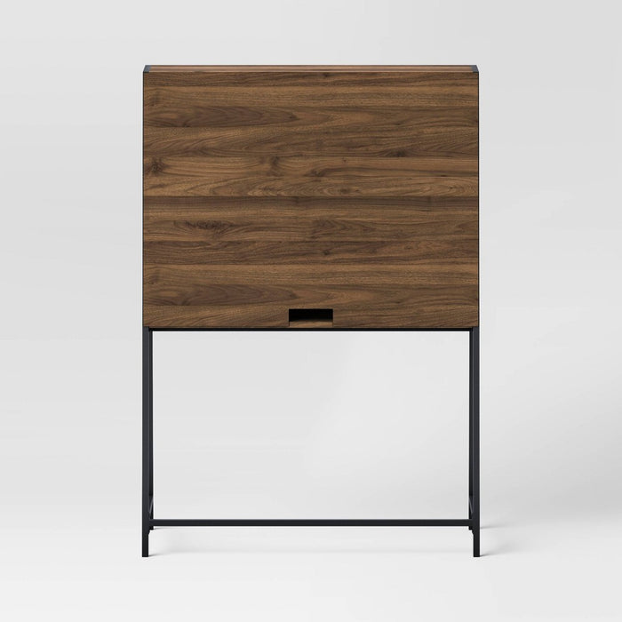 Loring Wood Secretary Desk with Hutch and Charging Station Walnut - Threshold™* (LOCAL PICKUP ONLY)