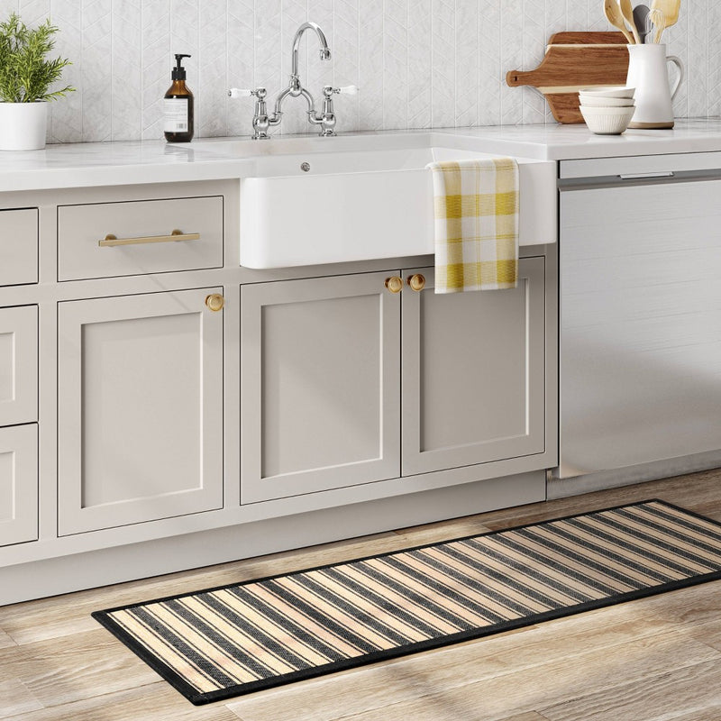 60" x 20" Vintage Striped Kitchen Runner Rug Black/Brown - Threshold™